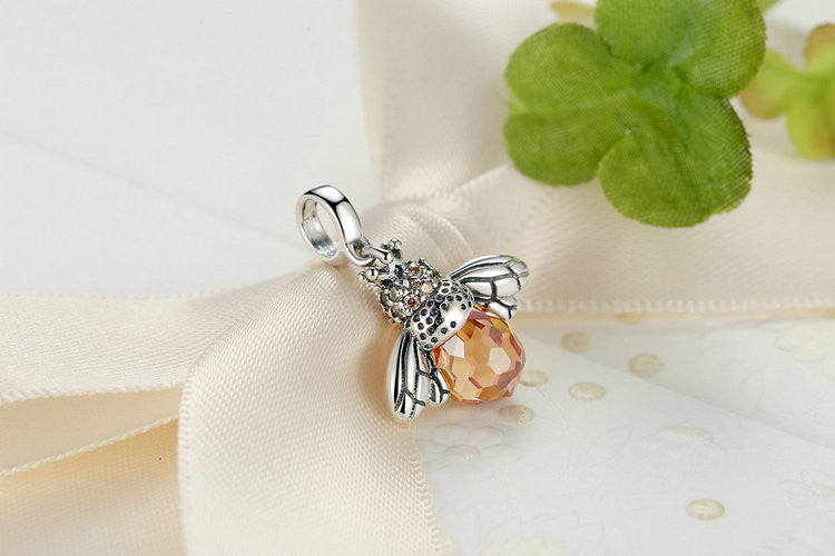 Orange & Silver Bee Pendants