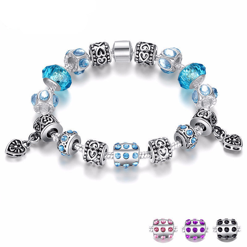 Blue Murano Silver Glass Bracelet