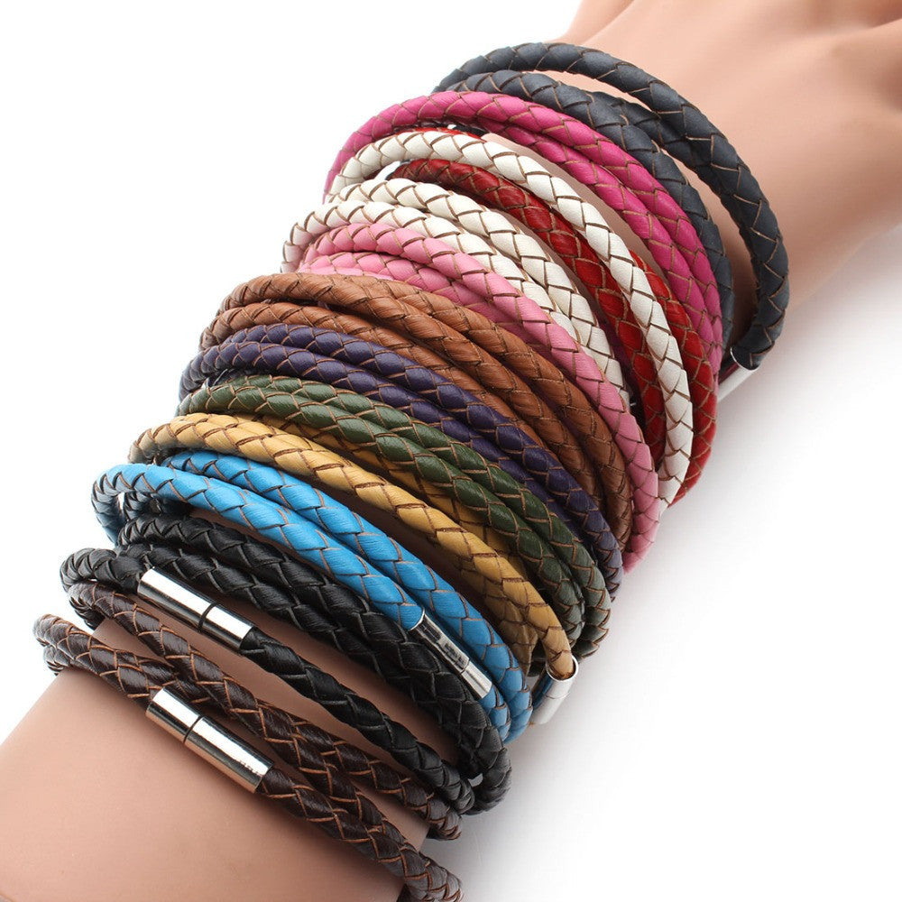 Leather Braided Bracelet w/ Magnetic Clasp