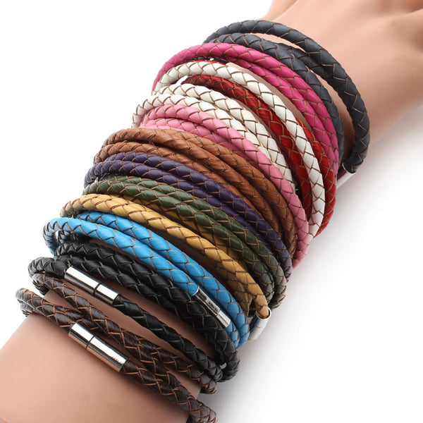 Leather Braided Bracelet w/ Magnetic Clasp