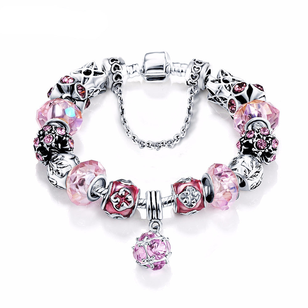 Antique Glass Charm Bracelet