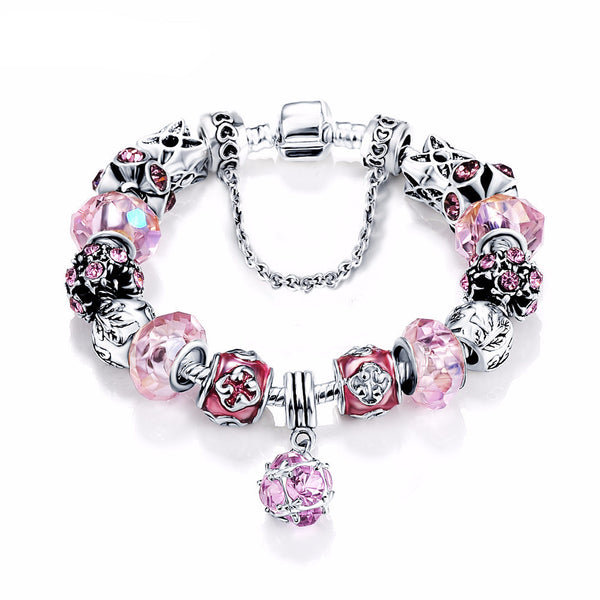 Antique Glass Charm Bracelet