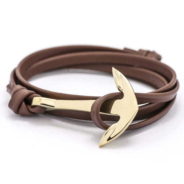 Leather Style Anchor Bracelet
